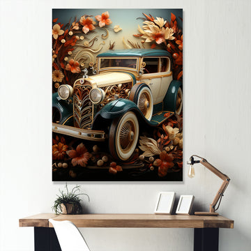 1930s Vintage Car Nostalgia Collage - Car Vintage Canvas Wall Art